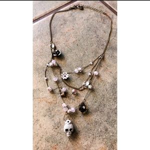 Multicharm Betsey Johnson skull necklace